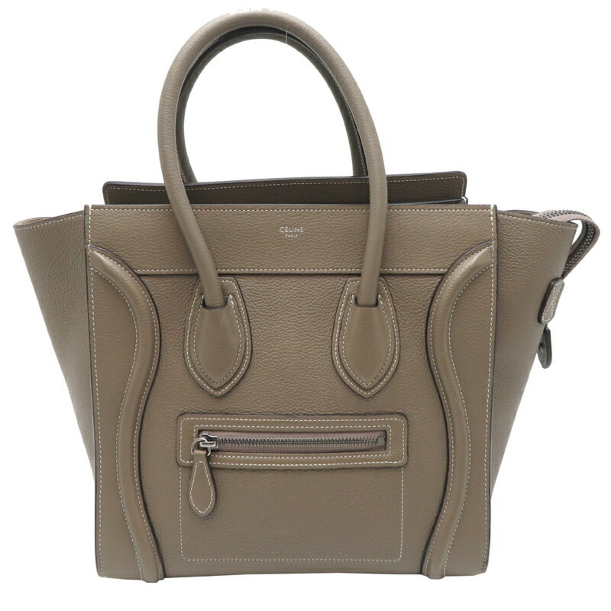 Pre-Owned Celine Luggage Micro Shopper Women's Handbag Leather Grey ...