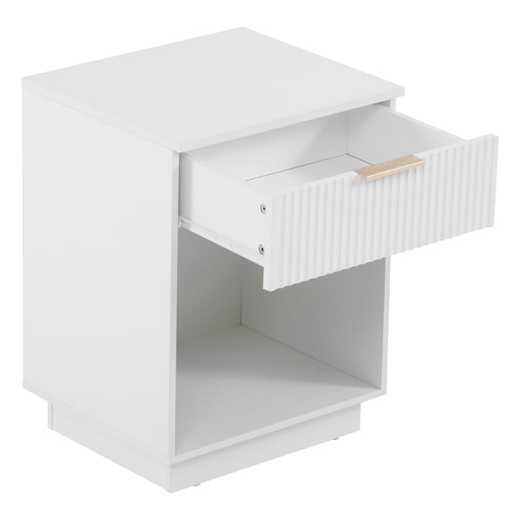 Night Stand with One Drawer & Shelf, White