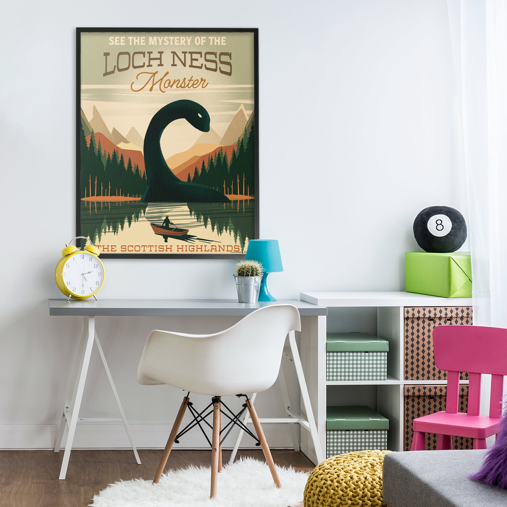 Stupell Industries Folklore Monster Tourism Black Framed Giclee Art, design by Omar Escalante