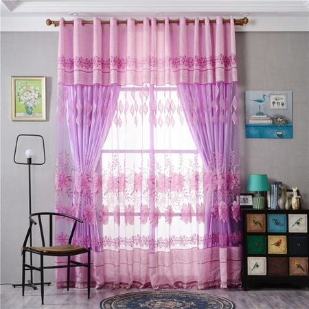 2pcs 40 X98 Floral Window Curtain Panel Living Room Curtain