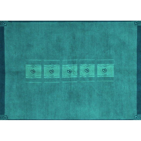 Ahgly Company Indoor Rectangle Abstract Turquoise Blue Modern Area Rugs, 6' x 9'