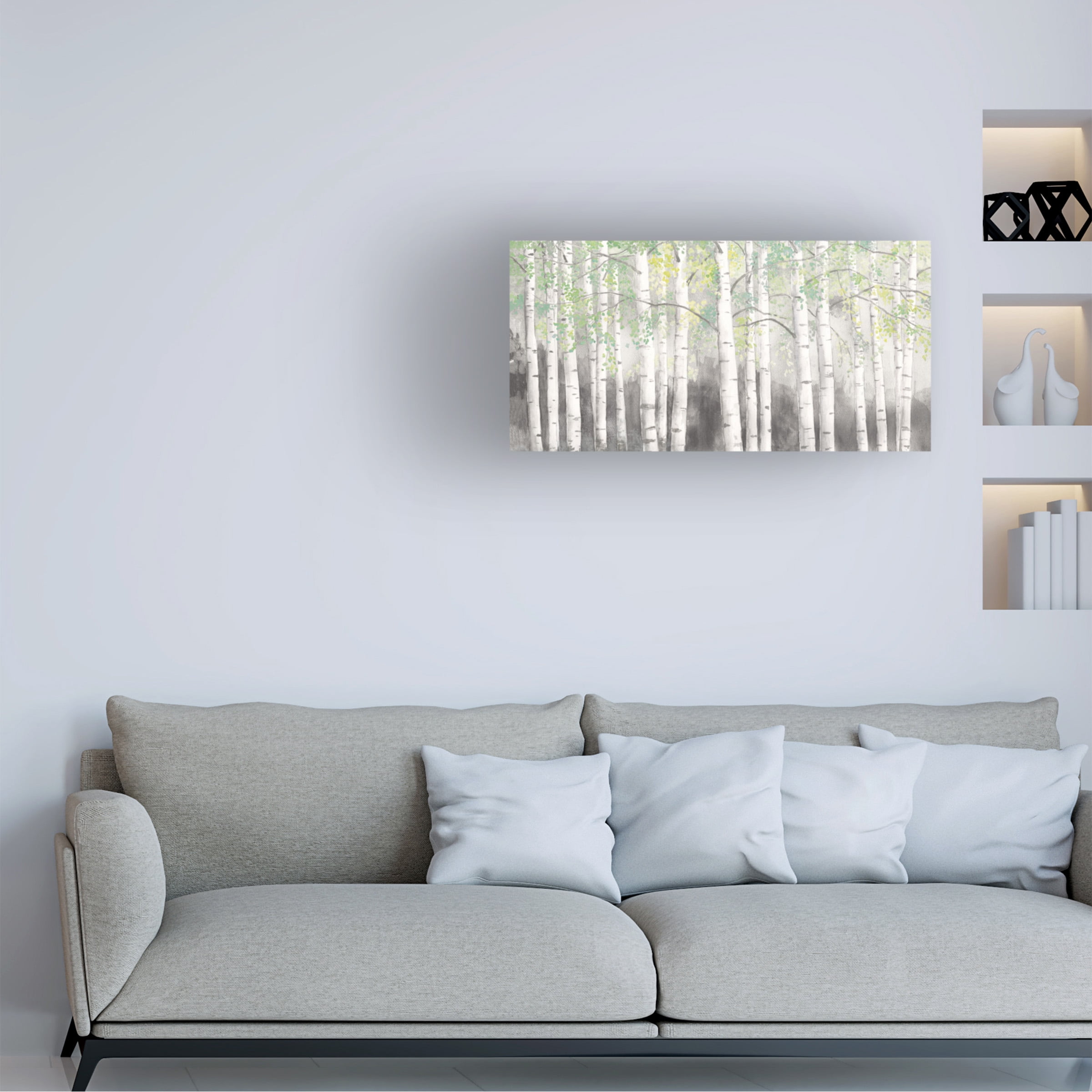James Wiens 'Soft Birches Charcoal' Canvas Art