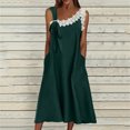 thumbnail image 2 of Vestido de Verano Casual sin Mangas Gradual de las Mujeres Vestido Largo con Cuello en V, Vestido de Vacaciones de Poliéster Suave, 2 of 8