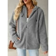 thumbnail image 4 of SHEWIN Womens Sherpa Jackets Fuzzy Hooded Zip Up Coats Casual Solid Long Sleeve Fleece Shacket Jacket Outerwear with Pockets, 4 of 8