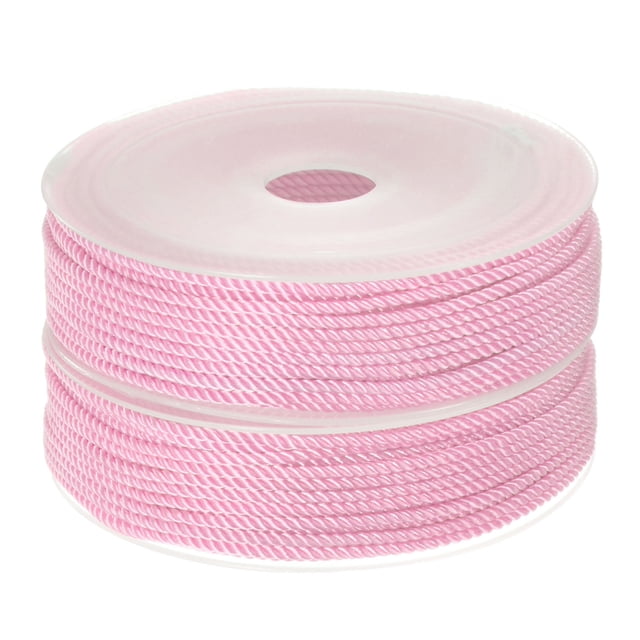 Unique Bargains 2 Pack Twisted Nylon Twine Thread Beading Cord 2mm 13M/43 Feet Extra Strong Braided Nylon String, Pink