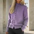 thumbnail image 2 of Soft Knit Cardigans for Women Sweaters Button Down Jacket Casual Long Sleeve Crew Neck Solid Fall Knitwear Clothes (L, Purple), 2 of 4