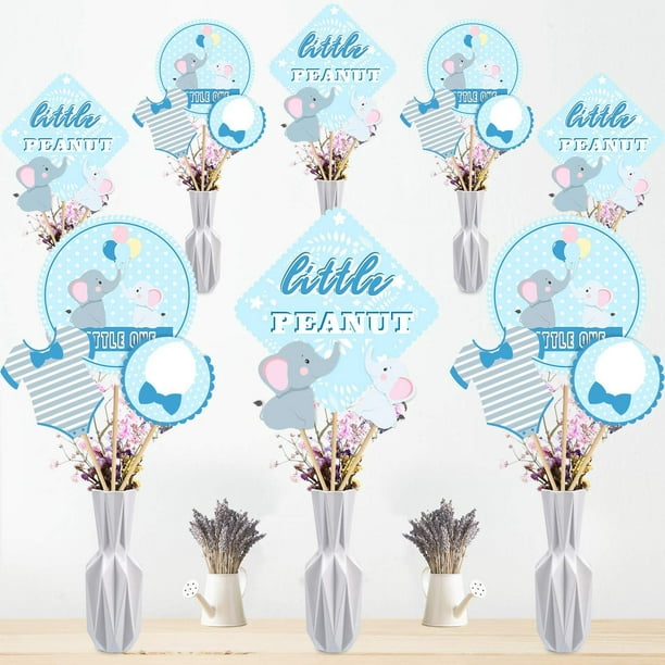 Blue Elephant Boy Baby Shower Birthday Party Decoration Blue Elephant Centerpiece Toppers for Boy Birthday Party Supplies, Double Side Printed, 24 - Walmart.com