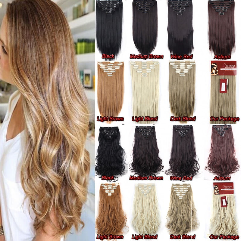 Florata Women 24 Long Curly Full Head Clip In Synthetic Hair Extentions 8 Piece 18 Clips Black Brown Blonde Walmart Com Walmart Com - chic curls in blonde roblox