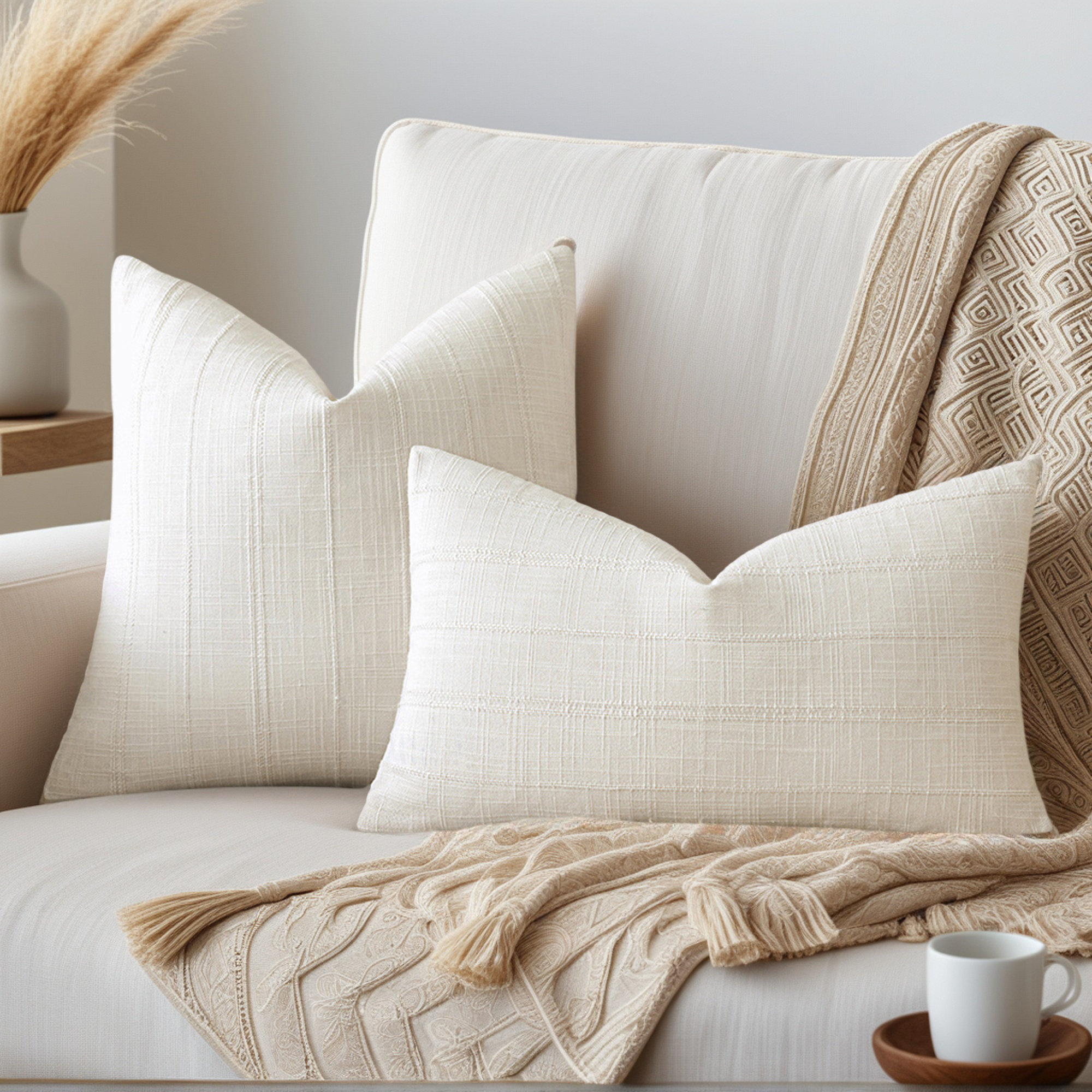 Unique Bargains Linen Soft Solid Throw Pillow Covers Pack of 2 White 20" x 12"