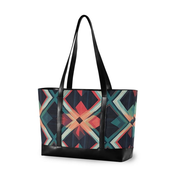 FORMRS Canvas Laptop Tote Bag for Women with 15.6" Computer Compartments Shoulder Handbag, Green Abstract