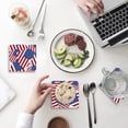 thumbnail image 1 of FMSHPON Independence Day American Flag Set of 4 Coaster for Drinks, Absorbent Ceramic Stone Coasters Cup Mat with Cork Base for Home Kitchen Room Coffee Table Bar Decor, 1 of 4