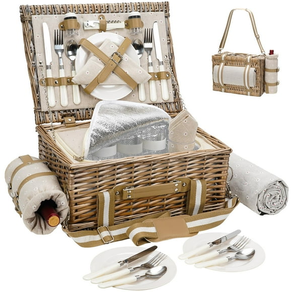 Cesta de Picnic G GOOD GAIN para 4 Personas con Manta Impermeable