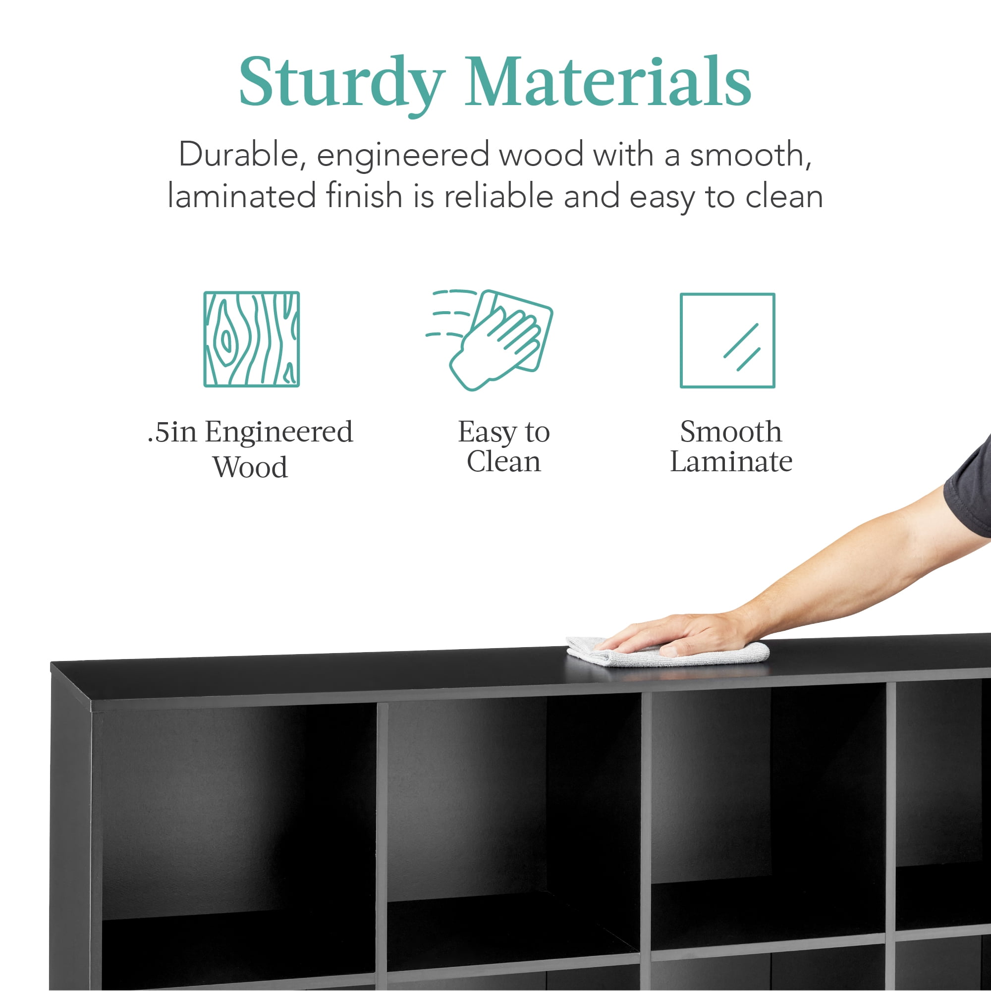 Best Choice Products 8-Cube Bookshelf, 11in Display Storage System, Organizer w/ Removable Back Panels - Black