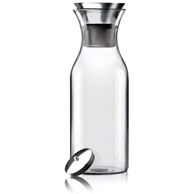 Jarra de vidrio de 35 oz con tapa de flujo abatible de silicona de acero inoxidable - Jarra de agua de vidrio para refrigerador Hielo