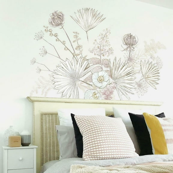 Desert Sun Palm Leaf and Floral Peel and Stick Giant Wall Decals
