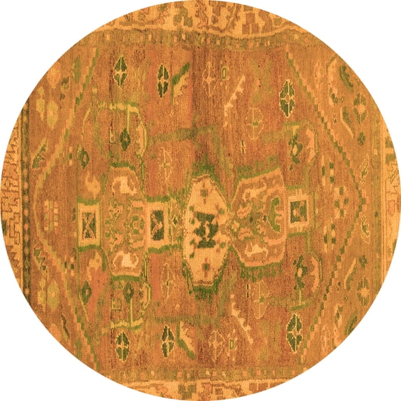 Ahgly Company Indoor Round Abstract Orange Modern Area Rugs, 8' Round