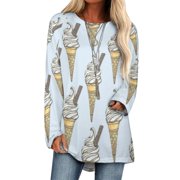 T-Shirt Women'S 99 Flake Ice Cream Ruffle Short Sleeve Women's Print Fashion Casual T Shirts For Girl Gift Ice Cream Food Soft Serve