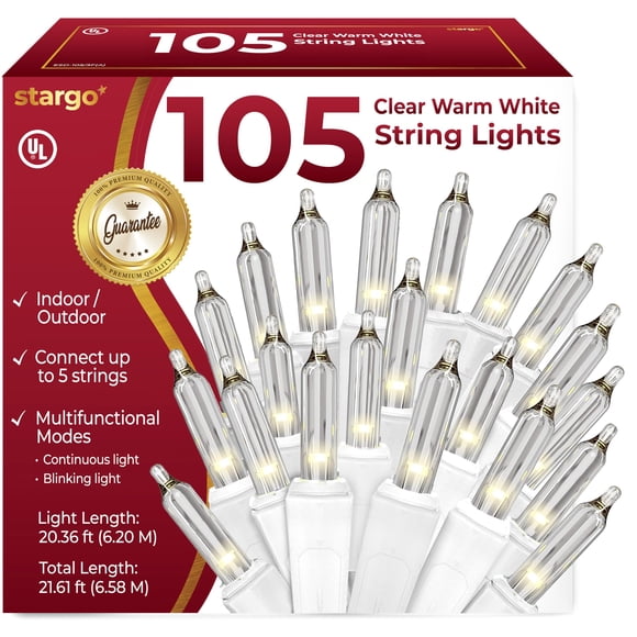 Luces de Navidad Stargo Transparente Blanco Cálido 6,6 m 105 Luces