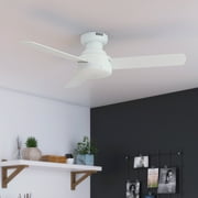 Hunter - Presto Indoor Low Profile Ceiling Fan, Wall Control, 44-inch, Matte White, Casual-style, 3-speed WhisperWind Motor, 52402, for Living Rooms, Bedrooms
