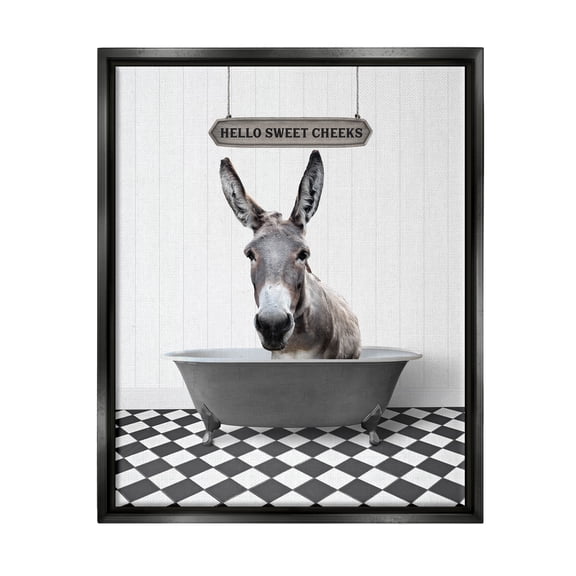 Stupell Industries Hello Sweet Cheeks Farmhouse Animals & Insects Painting Black Floater Framed Art Print Wall Art, 17 x 21