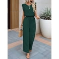 thumbnail image 5 of Jumpsuits for Women 2025 Summer Ruffle Sleeves Square Neck Rompers Drawstring Overalls with Pockets Green L, 5 of 10