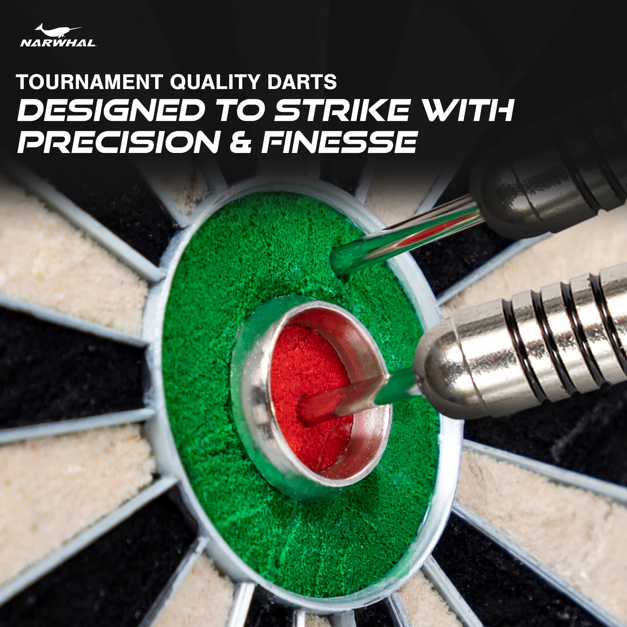 (3 pack) Narwhal Tournament Steel Tip Dart Set for Bristle Dartboards, 22g, 7 in. - 3 Pack with Carry Case