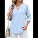 thumbnail image 2 of Blusa Informal con Cuello en V para Mujer, con Ojales, Bordada y Hueca, Ideal para Playa y Vestir. Azul L, 2 of 10