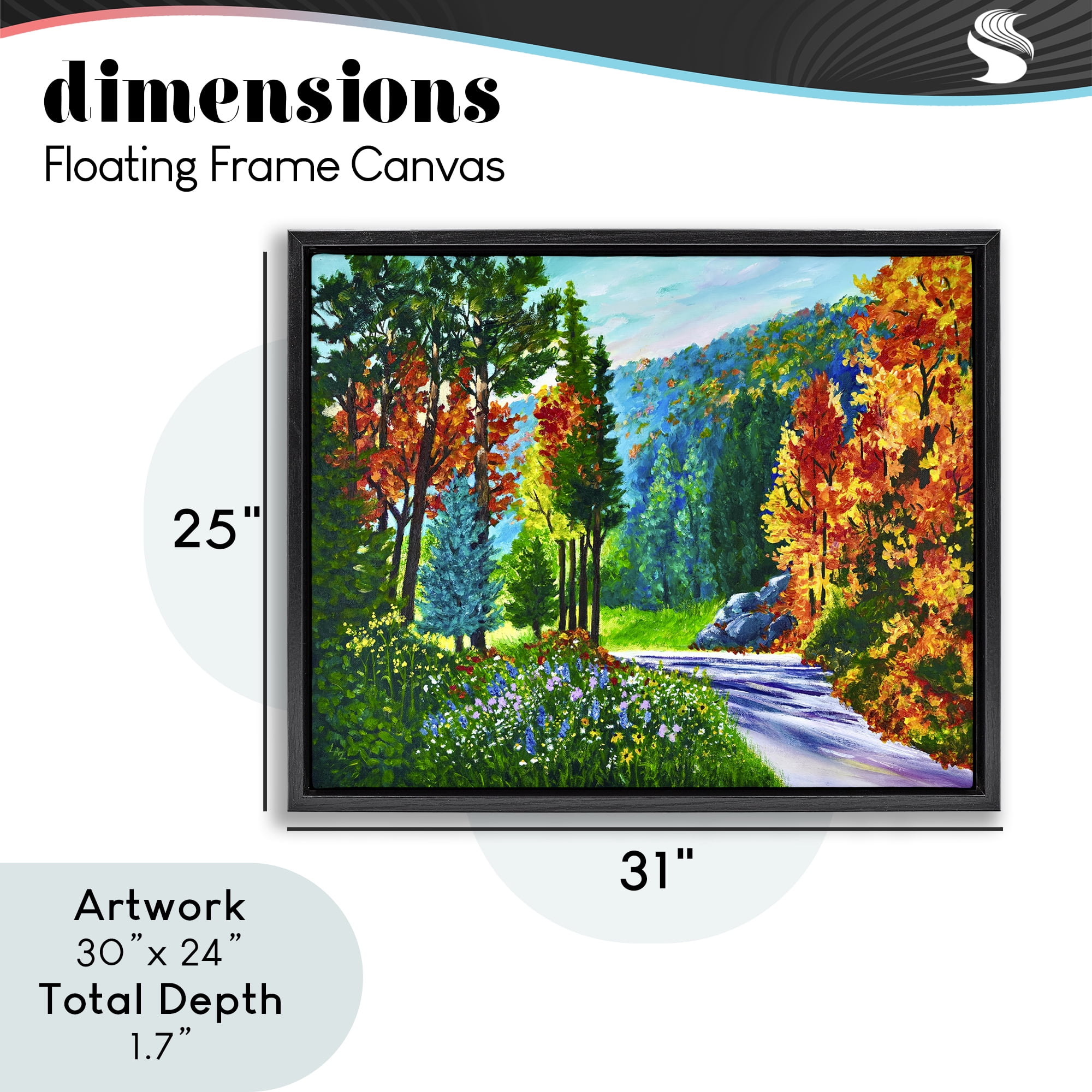 Stupell Industries Sunlit Autumn Woodland Pathway Black Framed Floater Canvas Wall Art, design by Lee Ann Zirbes