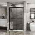thumbnail image 6 of Goodyo Double Sliding Glass Shower Door - 48" W x 72" H Aluminum Frame with SGCC Tempered Glass, Stainless Steel Hardware, Matte Black Finish, Reversible Sliding Design for Easy Installation, 6 of 7