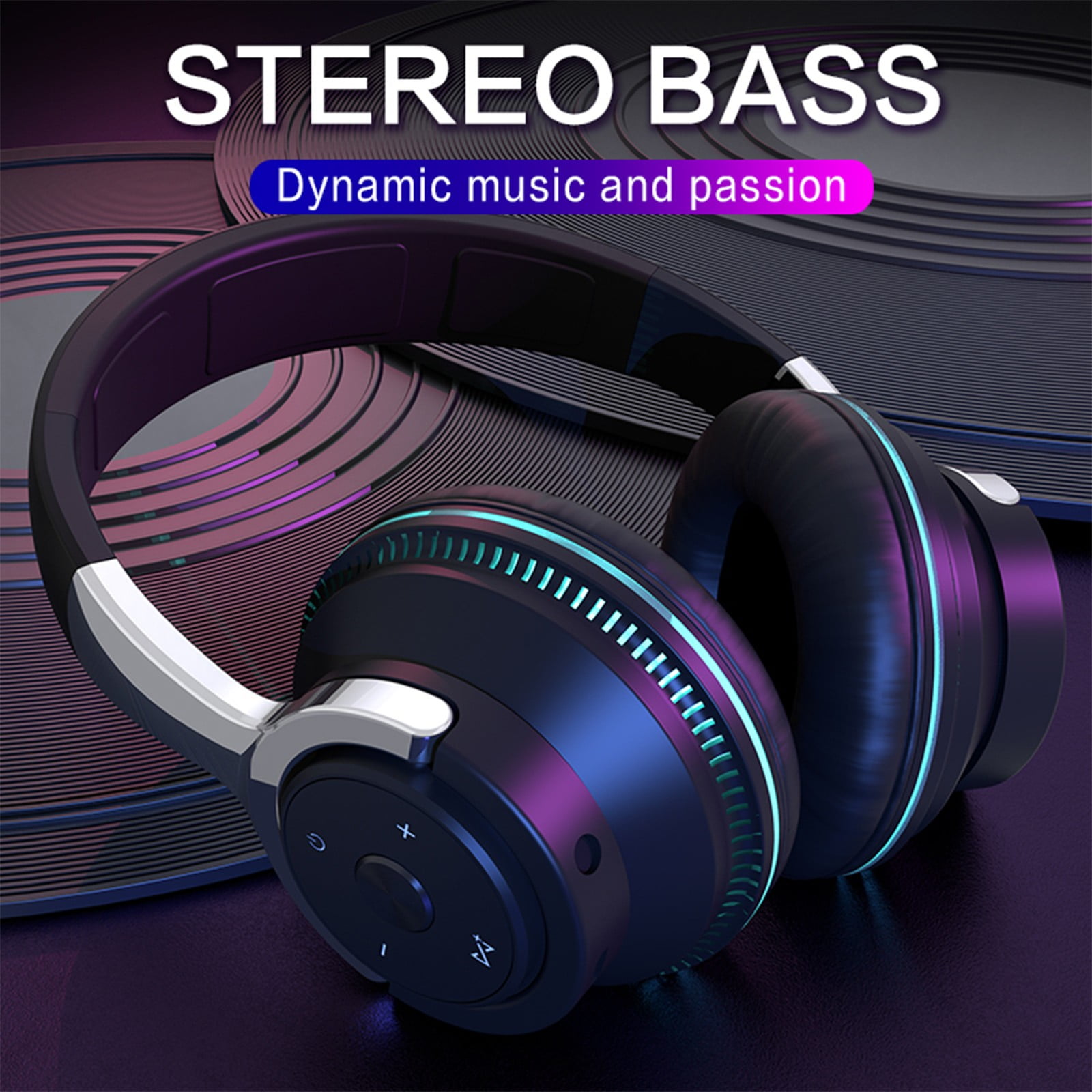 Bluetooth Headphones Over Ear, 80 Hrs Playtime Wireless Headphones with ENC Mic, Deep Bass EQ, Foldable Comfort for Travel, Gym & Commuting, Stocking Stuffers,Black