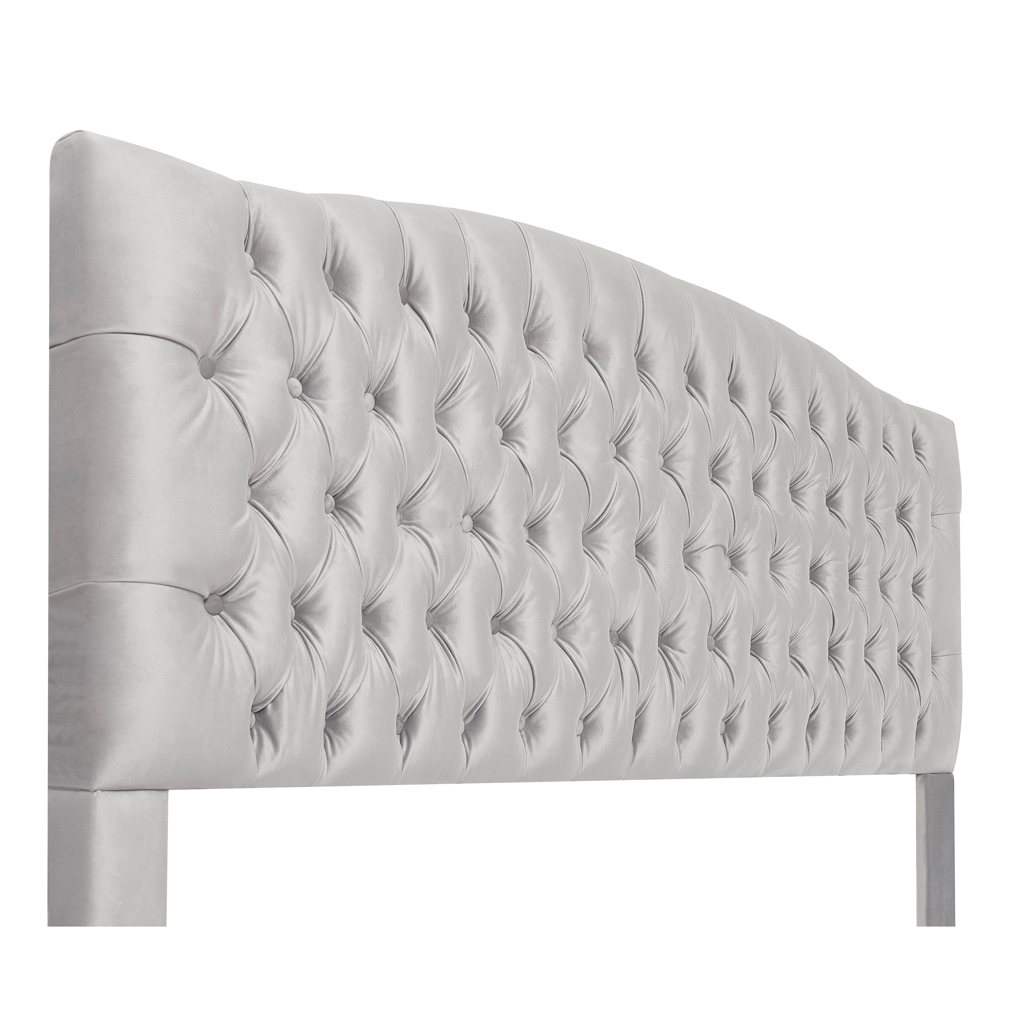 Elle Decor Celeste Queen Size Headboard Pearl Grey Velvet