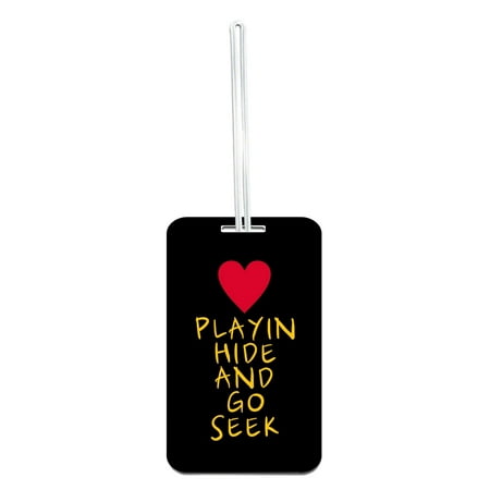 Standard Sized Hard Plastic Double Sided Luggage Identifier Tag - Love Playin Hide and Go Seek-Red