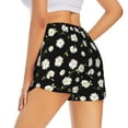 thumbnail image 3 of Vsdgher Daisies Flowers Print Women's Running Double Layer Shorts High Waisted with Pockets Elastic Yoga Workout Athletic Gym Sports, 3 of 8