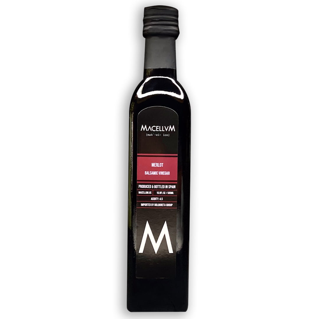 Macellum Merlot Balsamic Vinegar 100% Spanish Imported 16.9 FL OZ- 500 ml