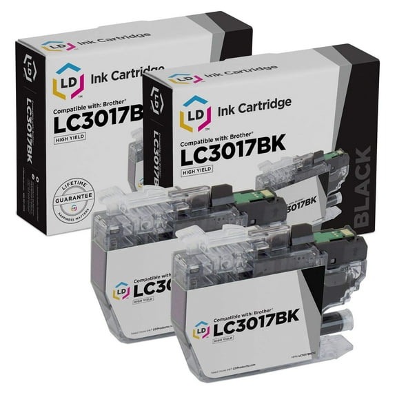 LD Products Compatible Replacement for Brother LC3017BK Set of 2 High Yield Black Ink Cartridges