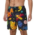 thumbnail image 2 of Daiia Dinosaurs in Space Mens Swim Trunks Swim Shorts Quick Dry Swim Shorts with Mesh Lining Pockets-Large, 2 of 9