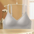 thumbnail image 5 of Riforla Women's Front Side Buckle Lace Edge Without Steel Ring Movement Seamless Gathering Adjustment Yoga Sleep Large Bra Sports Bras for Women Grey S, 5 of 5