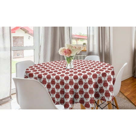 

Geometric Round Tablecloth Christmas Ornaments in Vibrant Color Scheme Cheery Chipper Celebrations X-mas Circle Table Cloth Cover for Dining Room Kitchen Decor 60 Ruby White by Ambesonne