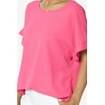 thumbnail image 5 of Women's PLUS Lightweight Woven Dolman Short Sleeve Boat Neck Relaxed Blouse Basic Top, 5 of 7