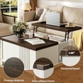 thumbnail image 6 of Winkalon 35.5” Square Lift Top Coffee Table, Farmhouse Coffee Table With Large Hidden Storage, Multi-Function Lift Wood Center Table for Home, Office, White, 6 of 9