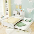 thumbnail image 4 of Costway Twin Size Bed Frame with Trundle & Power Outlet Bookcase Headboard Sliding Doors, 4 of 10