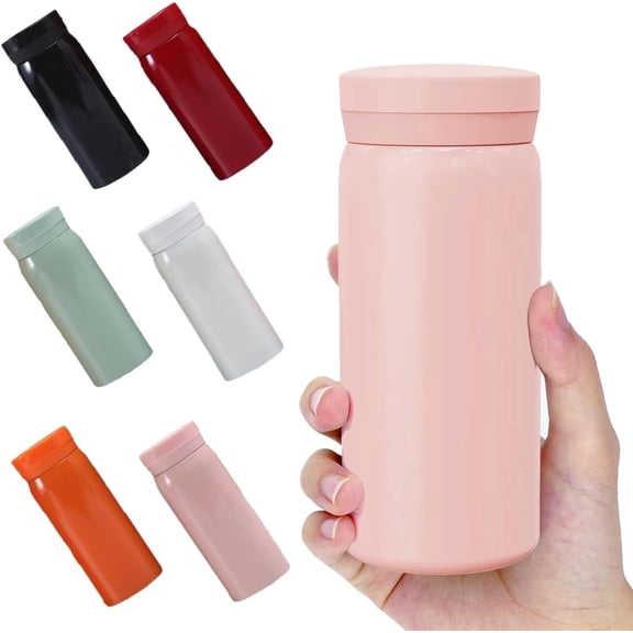 Mini Water Bottle, 7oz (200ml) Small Vacuum Insulated Water Bottle for Hot&Cold Drinks, Tea, Water, Stainless Steel Bottle Small Flask - 100% Leakproof Perfect for School, Travel (Pink)