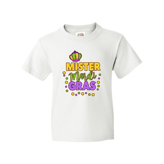 Inktastic Mister Mardi Gras with Crown and Dots Youth T-Shirt