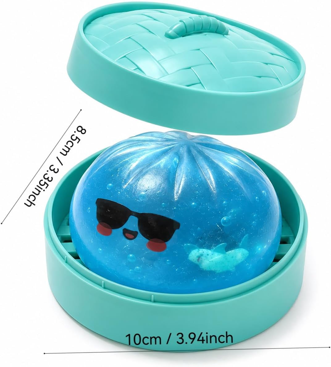Shark Dumpling Squishy, Glitter Dumpling Squishy with Box, Colorful Dumplings Squeeze Balls Stress Relief Sensory for Holiday & Birthday Gifts (Random)