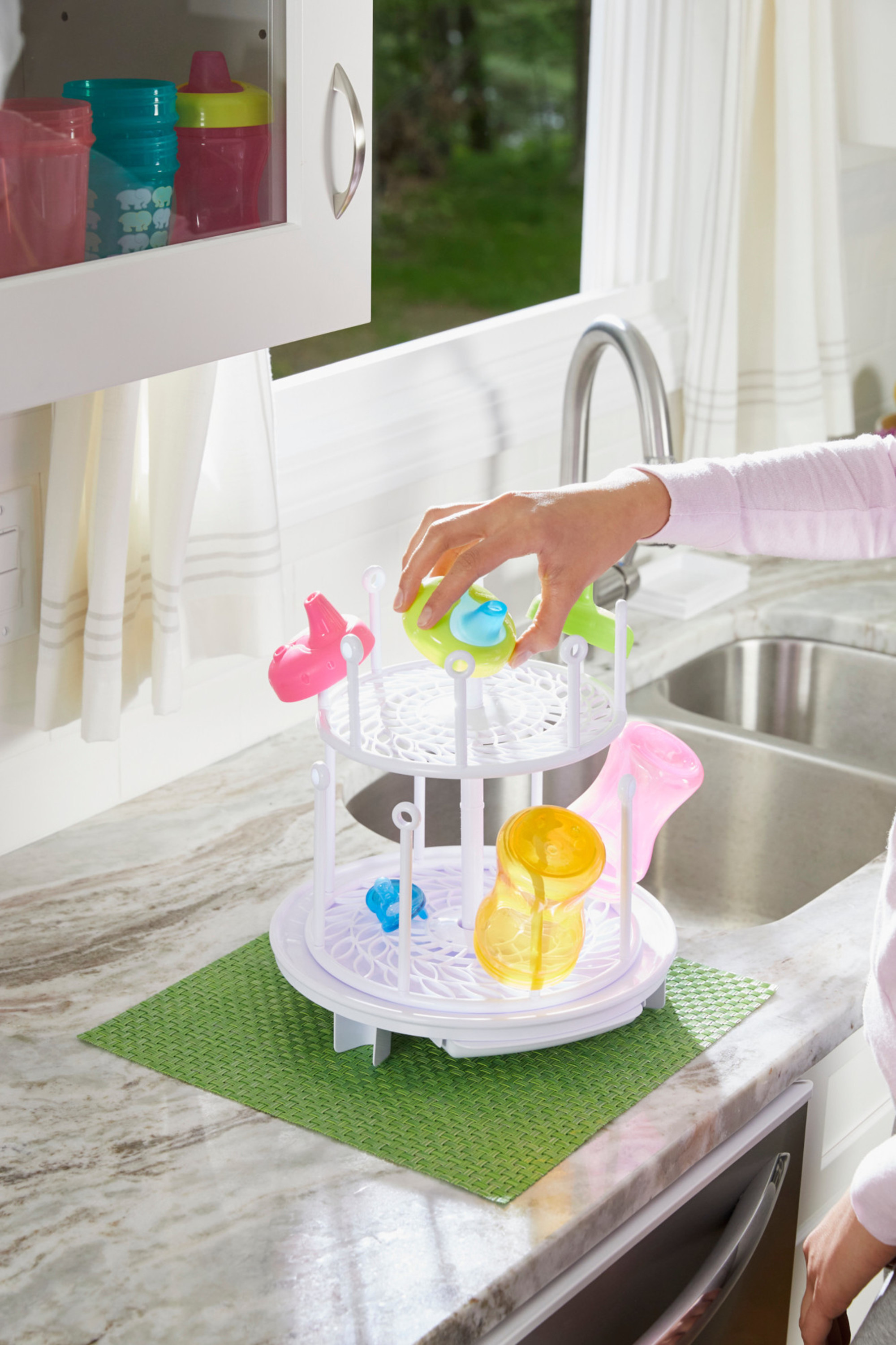 The First Years Spin Stack Drying Rack – Kitchen Countertop Dish Rack for Baby Bottles and Other Baby Essentials – White - image 2 of 10