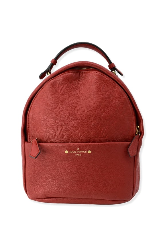 Pre-Owned LOUIS VUITTON Sorbonne Monogram Empreinte Leather Backpack Red