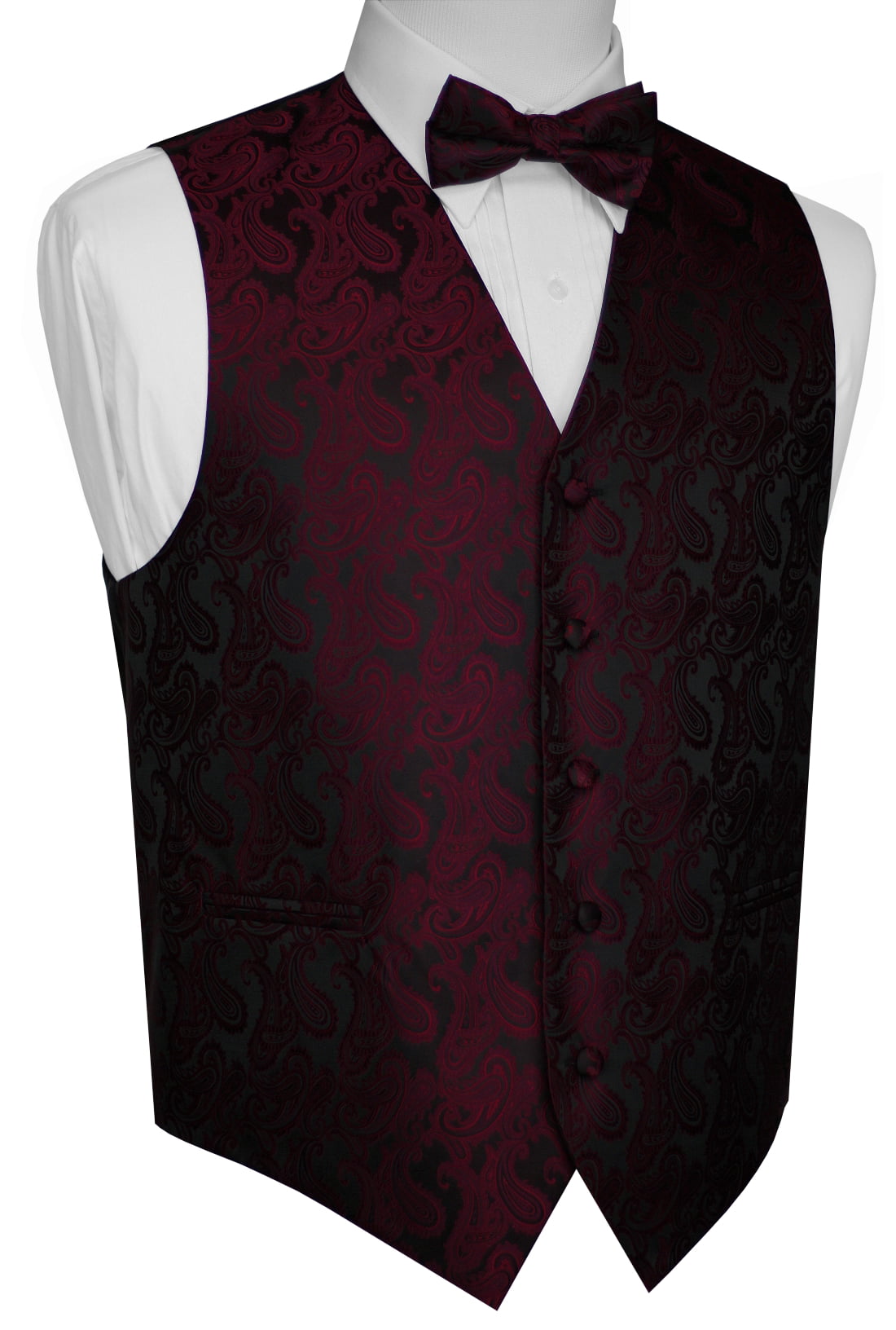 Italian Design, Men's Tuxedo Vest, Bow-tie - Berry Paisley - Walmart.com