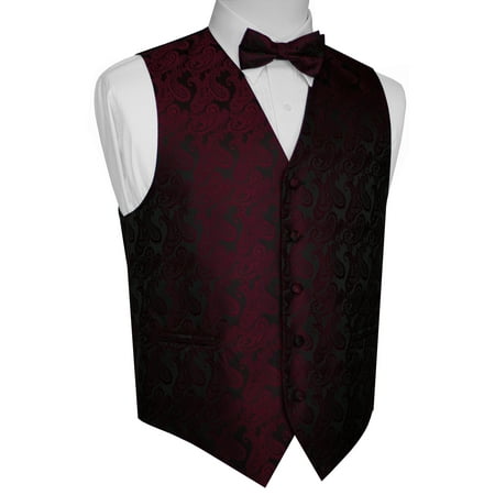 Italian Design, Men's Tuxedo Vest, Bow-tie - Berry (Best Bow Tie Brands)