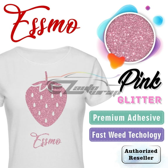 ESSMO Pink Glitter Heat Transfer Vinyl HTV Sheet T-Shirt 20" Wide Iron On Heat Press DG16 20"x12"