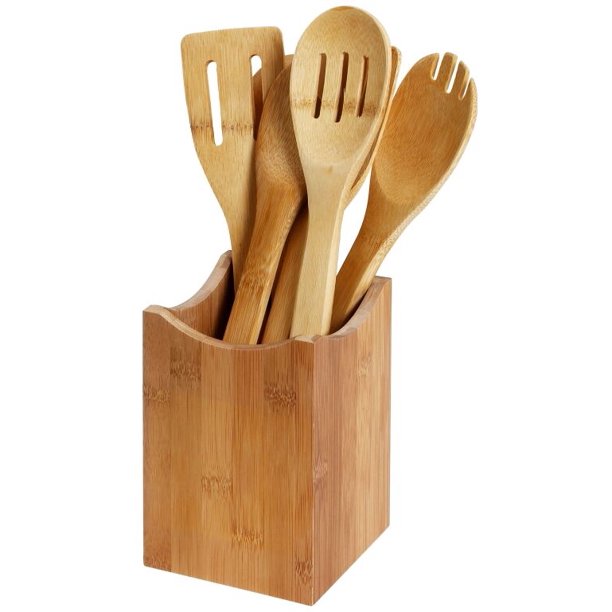 YBM HOME Bamboo Utensil Holder for Kitchen Cooking Tools, Cutlery, and
